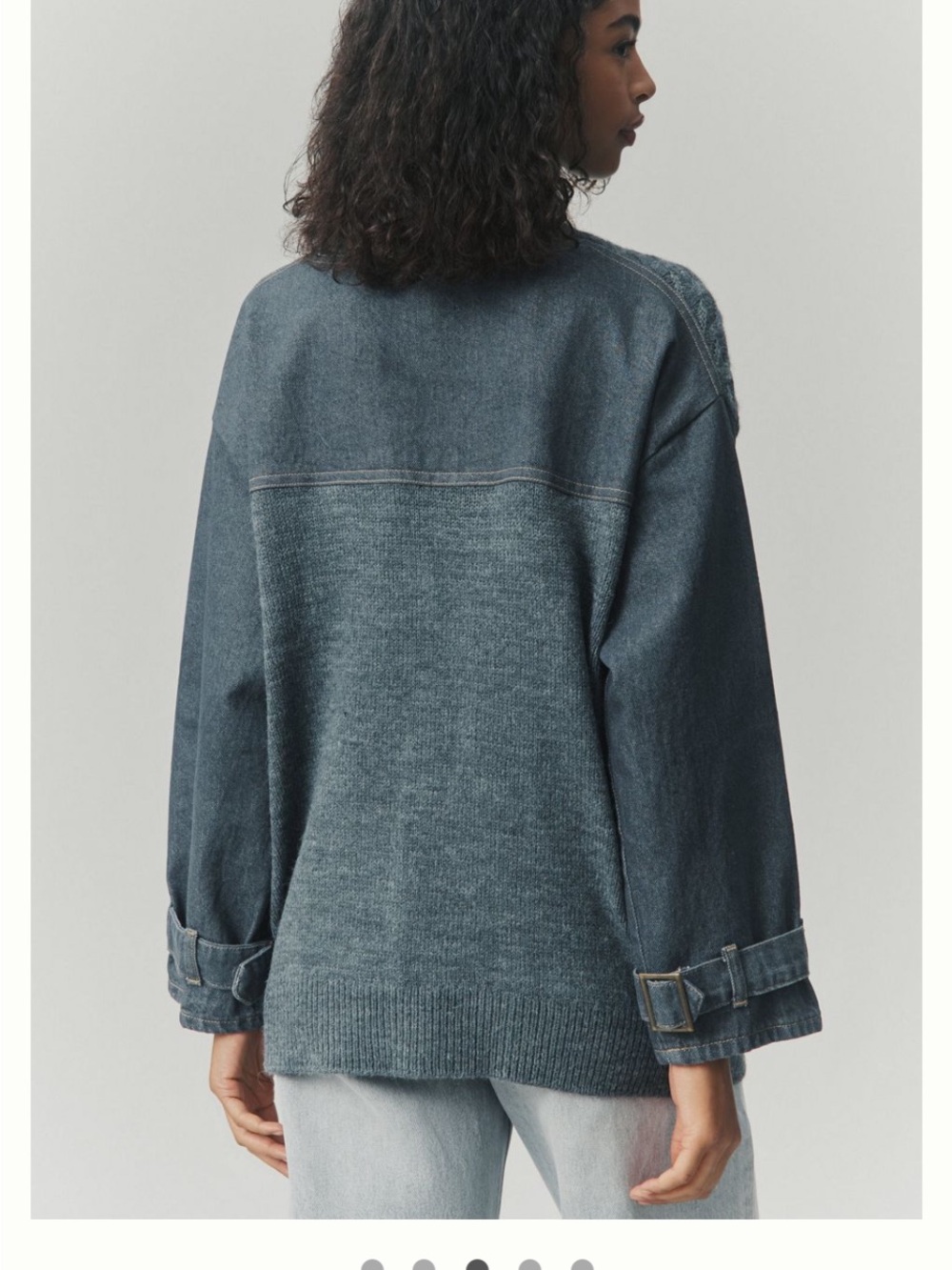 Pilcro Denim Mixed Media Cardigan Sweater - Picture 4 of 8